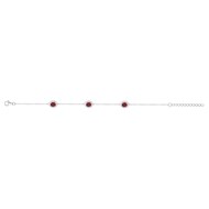 Bracelet souple multi-motifs en Argent avec oxyde de zirconium rouge rubis