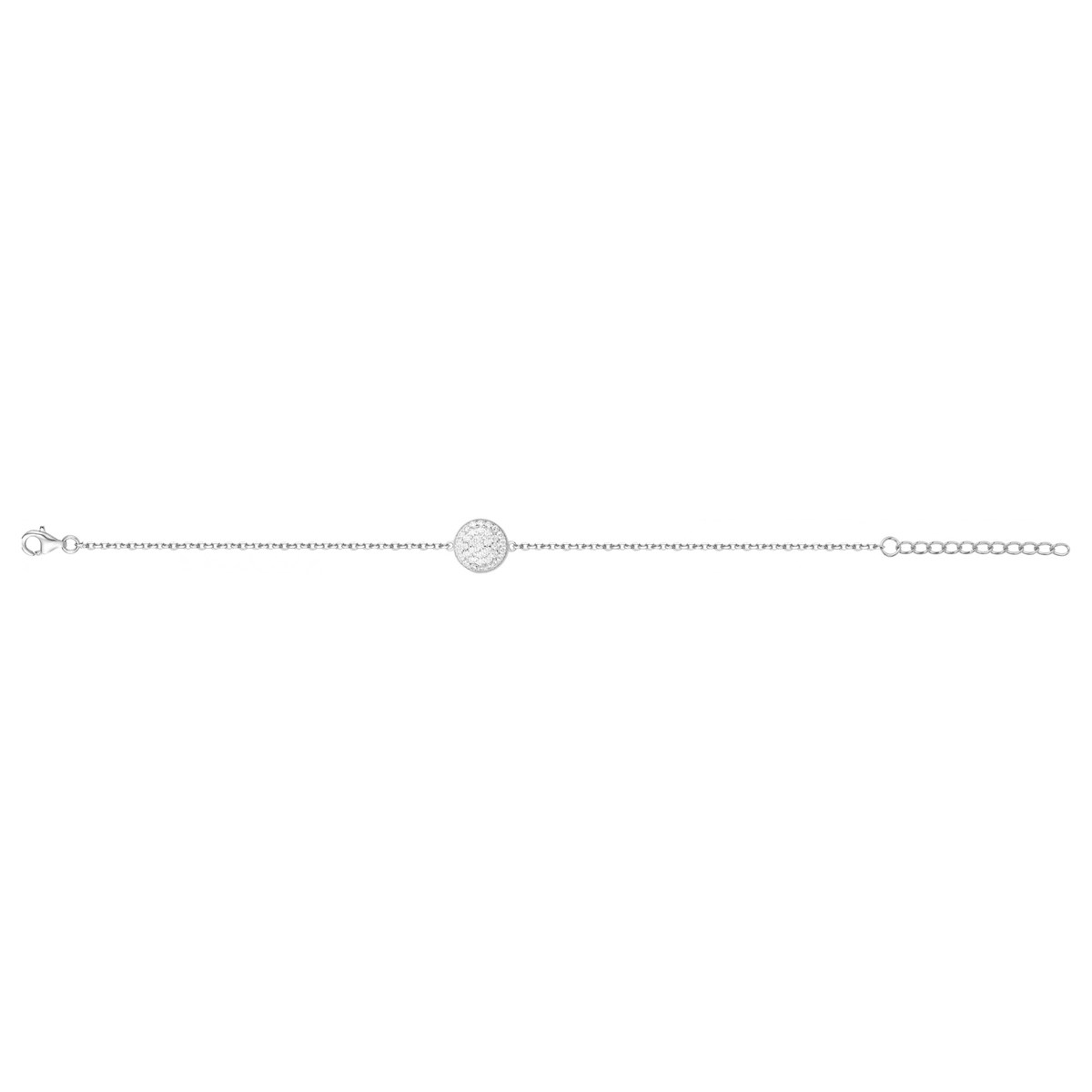Bracelet souple mono-motif en Argent avec oxyde de zirconium blanc