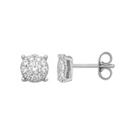Boucles d'oreilles puces en Argent avec oxyde de zirconium blanc