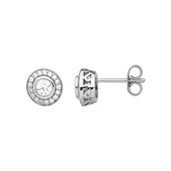 Boucles d'oreilles puces en Argent avec oxyde de zirconium blanc