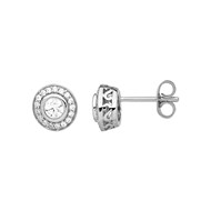 Boucles d'oreilles puces en Argent avec oxyde de zirconium blanc