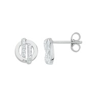 Boucles d'oreilles puces en Argent avec oxyde de zirconium blanc