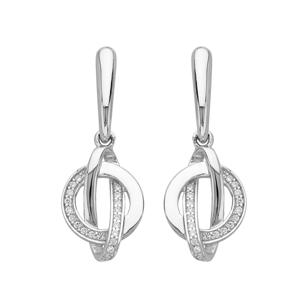 Boucles d'oreilles pendantes en Argent avec oxyde de zirconium blanc