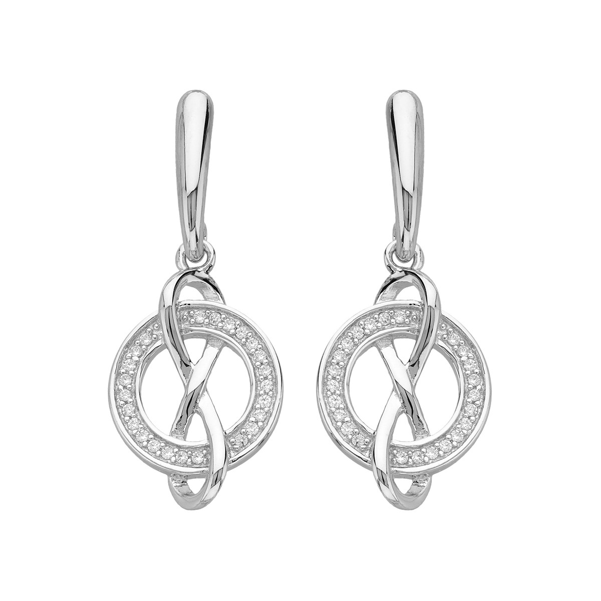 Boucles d'oreilles pendantes en Argent avec oxyde de zirconium blanc