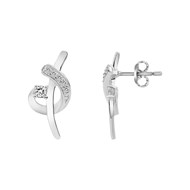 Boucles d'oreilles puces en Argent avec oxyde de zirconium blanc