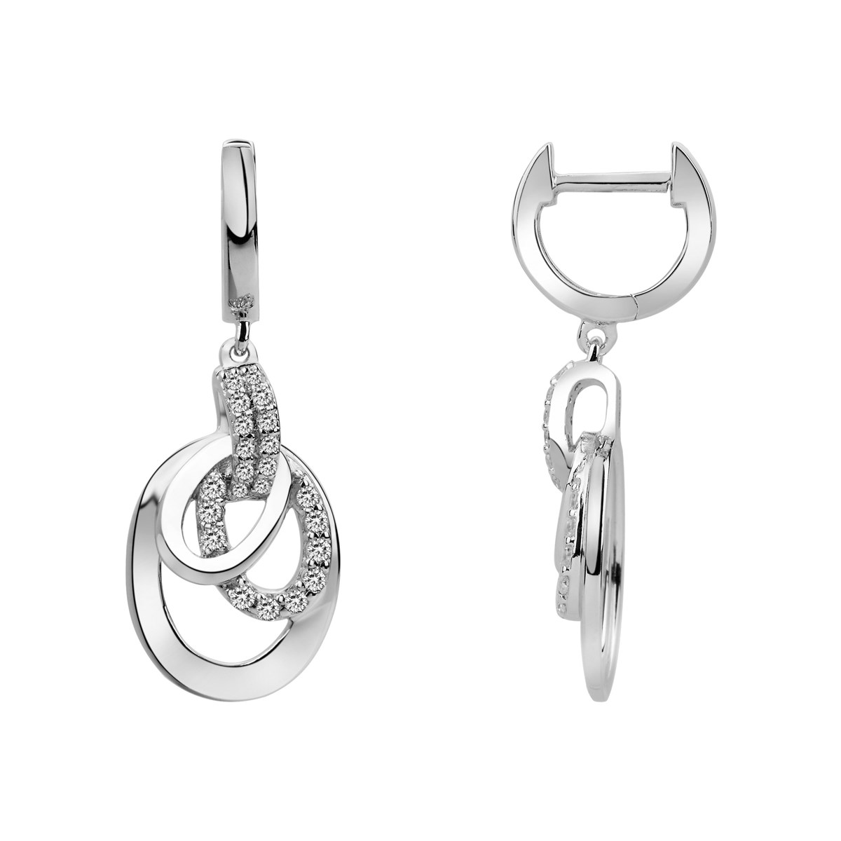 Boucles d'oreilles pendantes en Argent avec oxyde de zirconium blanc