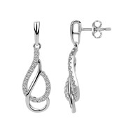 Boucles d'oreilles pendantes en Argent avec oxyde de zirconium blanc