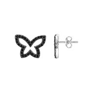Boucles d'oreilles puces en Argent avec oxyde de zirconium noir