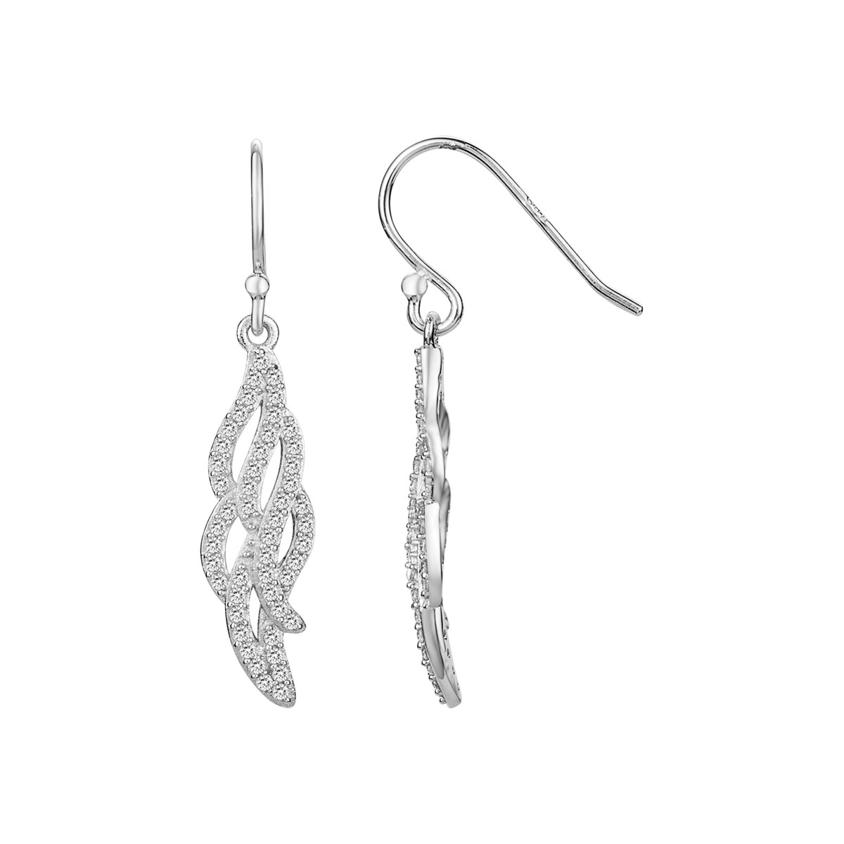 Boucles d'oreilles pendantes en Argent avec oxyde de zirconium blanc