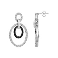 Boucles d'oreilles pendantes en Argent avec oxyde de zirconium noir