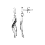 Boucles d'oreilles pendantes en Argent avec oxyde de zirconium noir