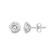 Boucles d'oreilles puces en Argent avec oxyde de zirconium blanc