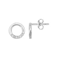 Boucles d'oreilles puces en Argent avec oxyde de zirconium blanc