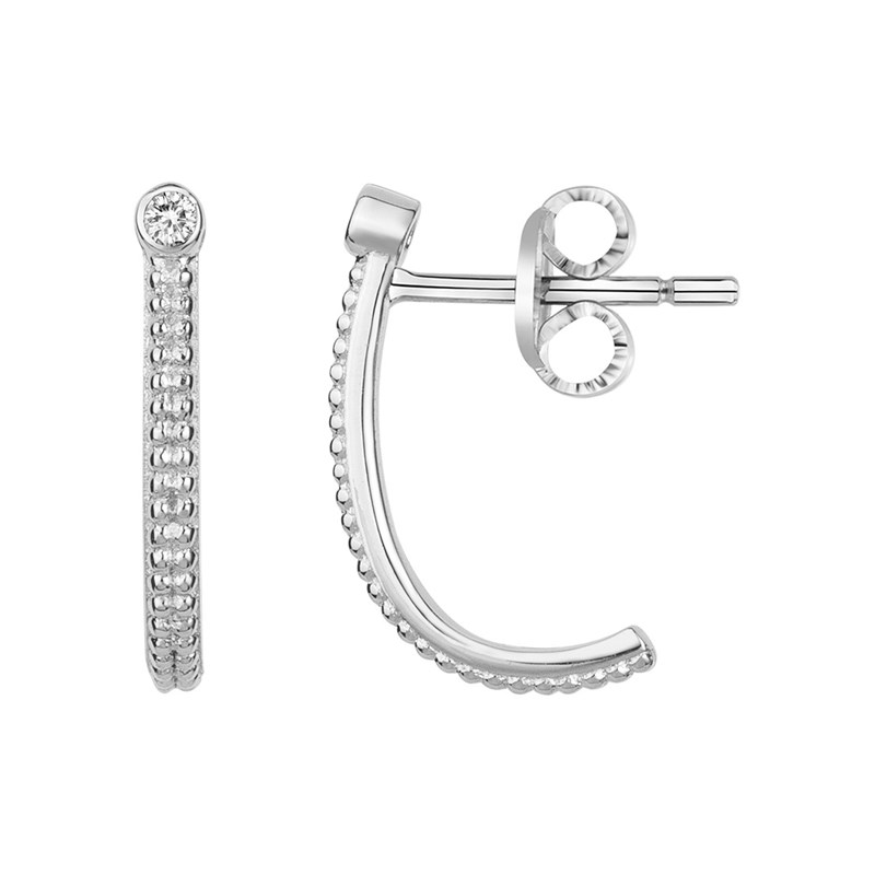 Demi-créoles en Argent avec oxyde de zirconium blanc