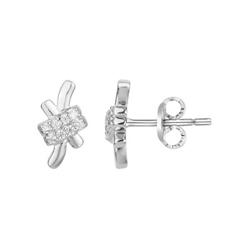 Boucles d'oreilles puces en Argent avec oxyde de zirconium blanc