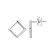 Boucles d'oreilles puces en Argent avec oxyde de zirconium blanc