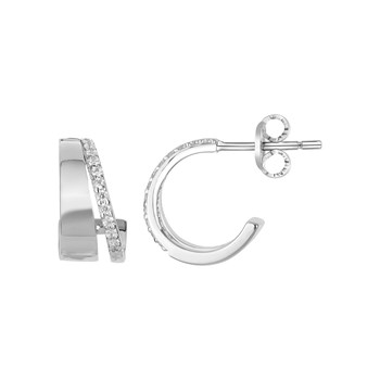 Demi-créoles en Argent avec oxyde de zirconium blanc