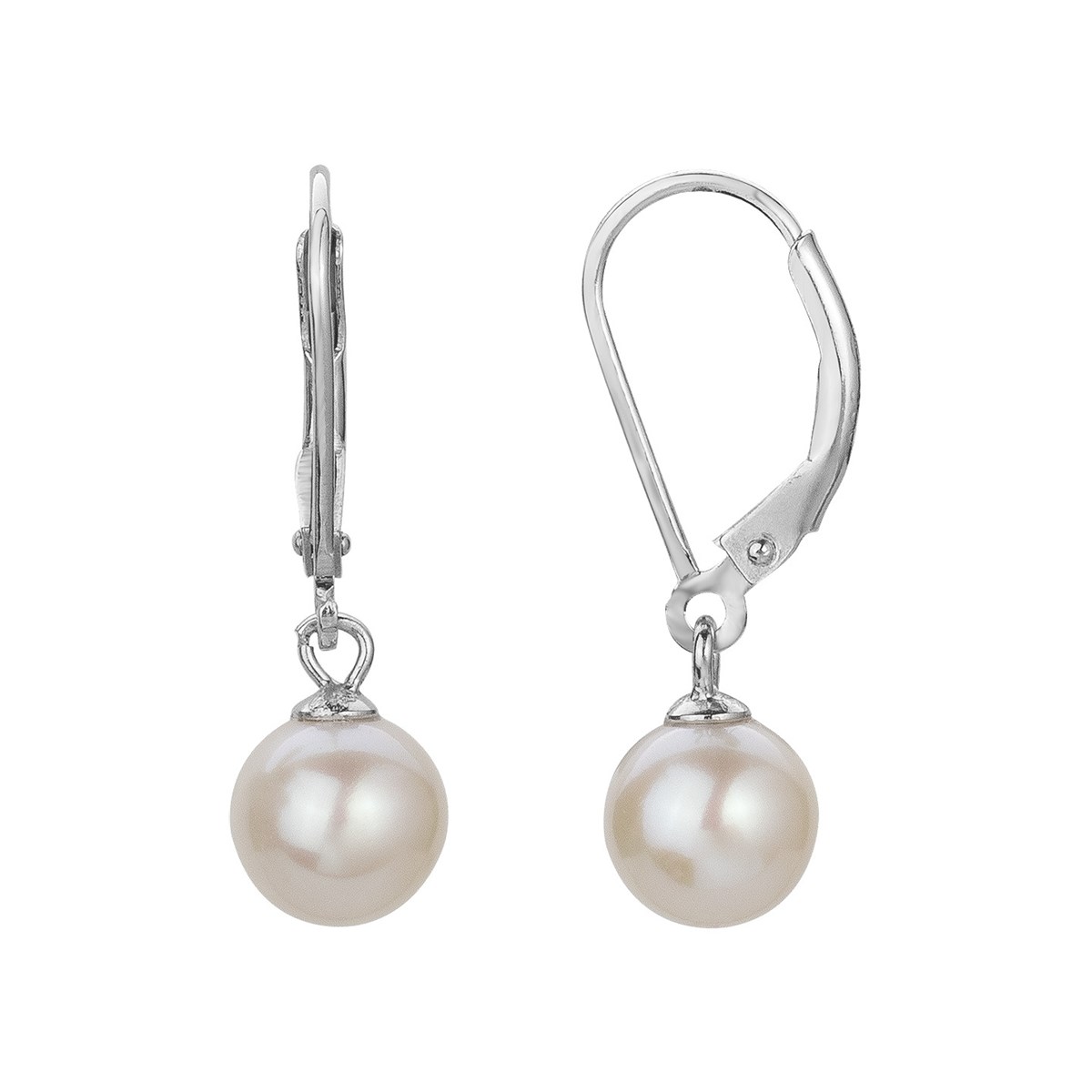 Boucles d'oreilles pendantes en Argent avec perle d'eau douce blanc