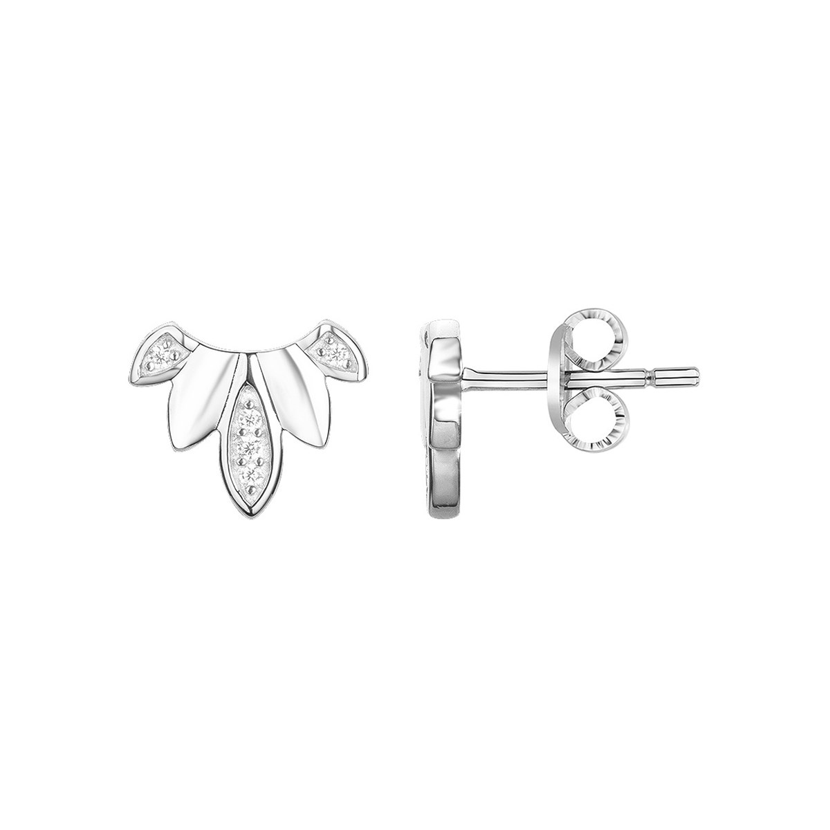 Boucles d'oreilles puces en Argent avec oxyde de zirconium blanc