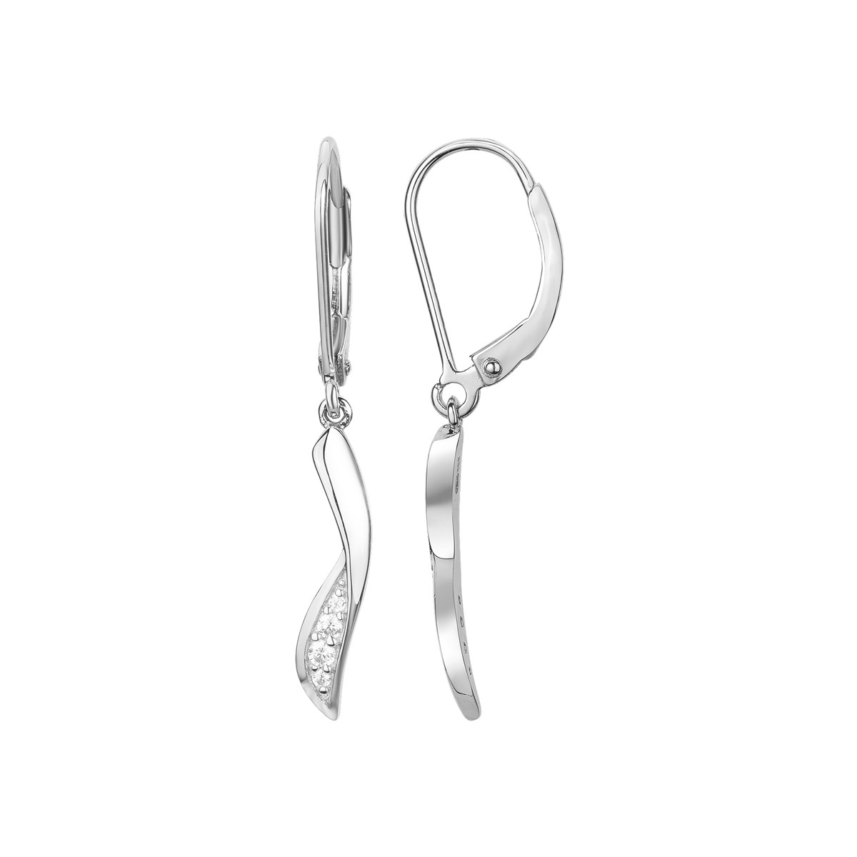 Boucles d'oreilles pendantes en Argent avec oxyde de zirconium blanc