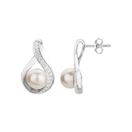 Boucles d'oreilles en Argent 925 millièmes et perle - blanc brillant