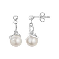 Boucles d'oreilles pendantes en Argent avec perle d'eau douce blanc