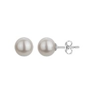 Boucles d'oreilles puces en Argent avec perle d'eau douce blanc