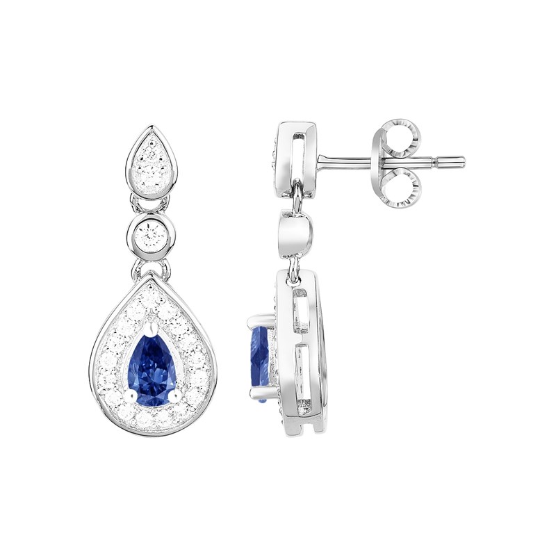 Boucles d'oreilles pendantes en Argent avec oxyde de zirconium bleu saphir