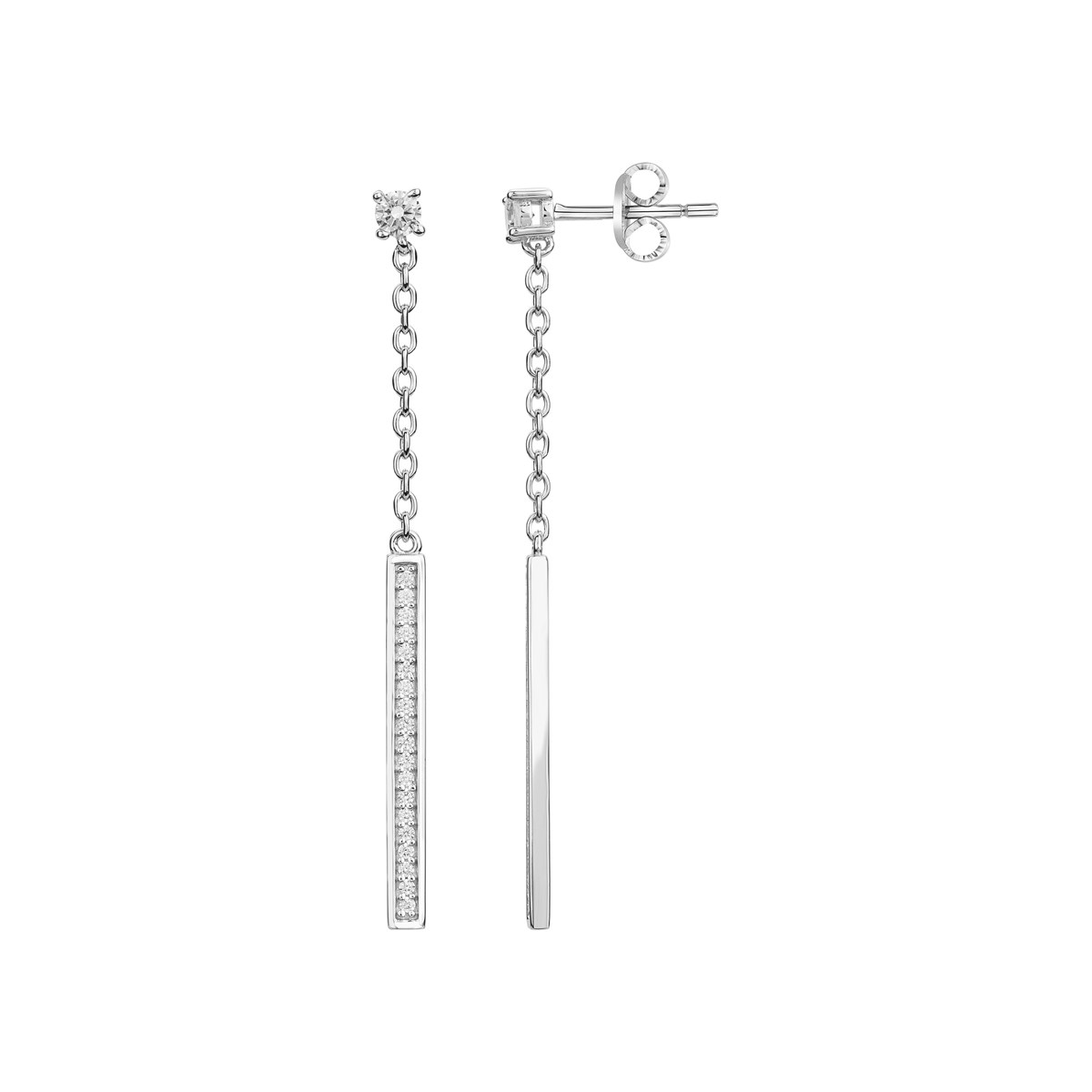 Boucles d'oreilles pendantes en Argent avec oxyde de zirconium blanc