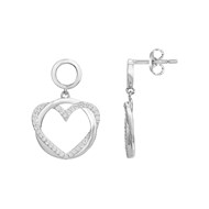 Boucles d'oreilles pendantes en Argent avec oxyde de zirconium blanc
