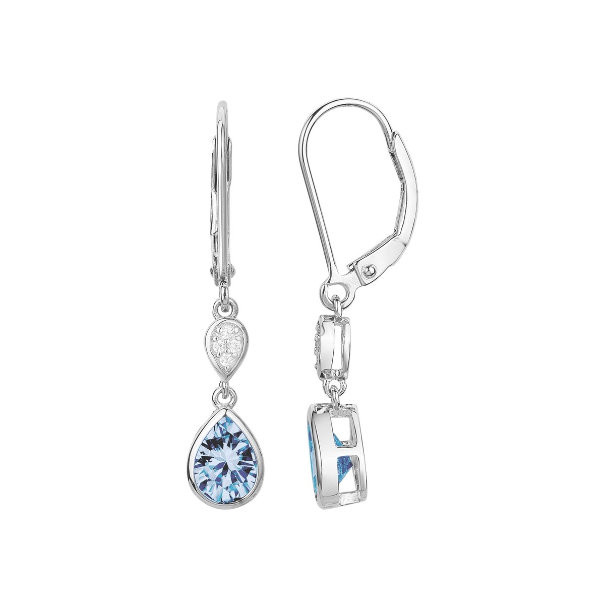 Boucles d'oreilles pendantes en Argent avec oxyde de zirconium bleu topaze
