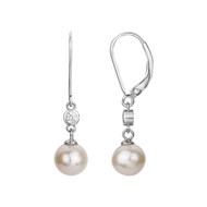 Boucles d'oreilles pendantes en Argent avec perle d'eau douce blanc