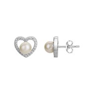 Boucles d'oreilles puces en Argent avec perle d'eau douce blanc