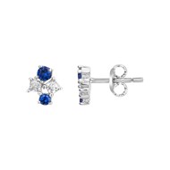 Boucles d'oreilles puces en Argent avec oxyde de zirconium bleu saphir