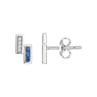 Boucles d'oreilles puces en Argent avec oxyde de zirconium bleu saphir