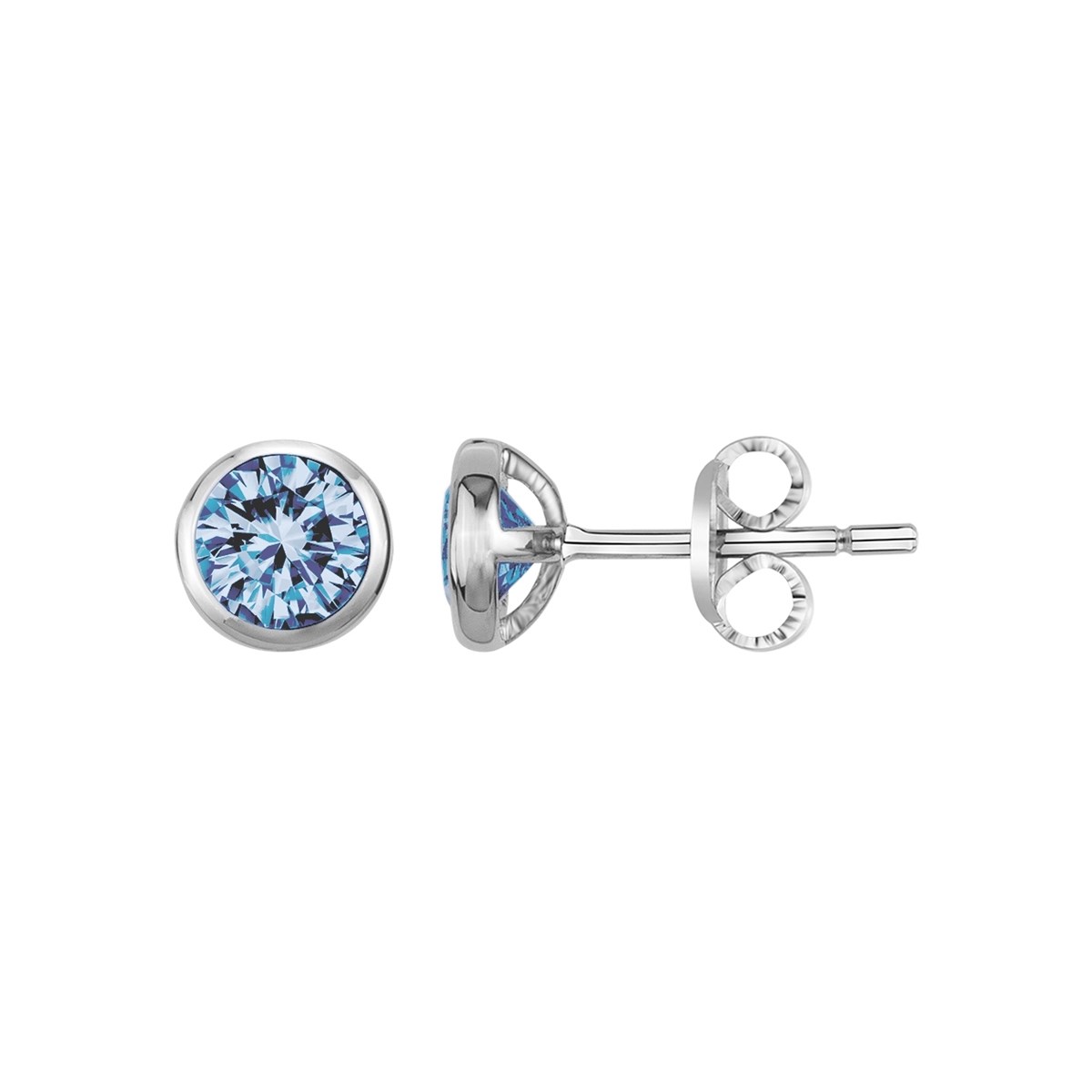 Boucles d'oreilles puces en Argent avec oxyde de zirconium bleu topaze