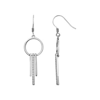 Boucles d'oreilles pendantes en Argent avec oxyde de zirconium blanc
