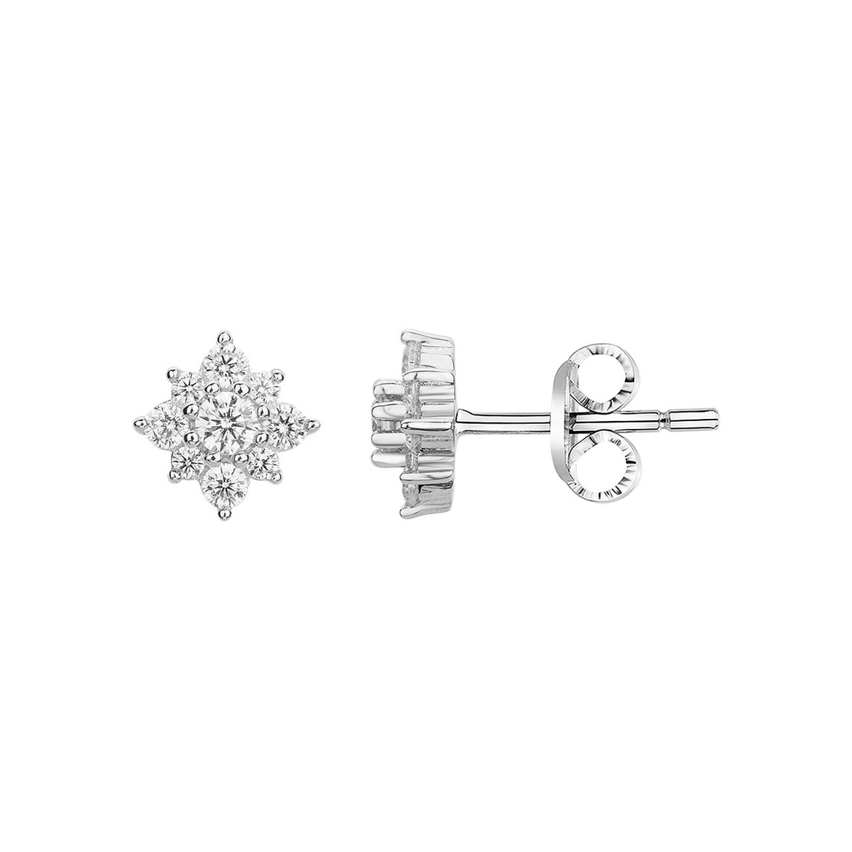 Boucles d'oreilles puces en Argent avec oxyde de zirconium blanc