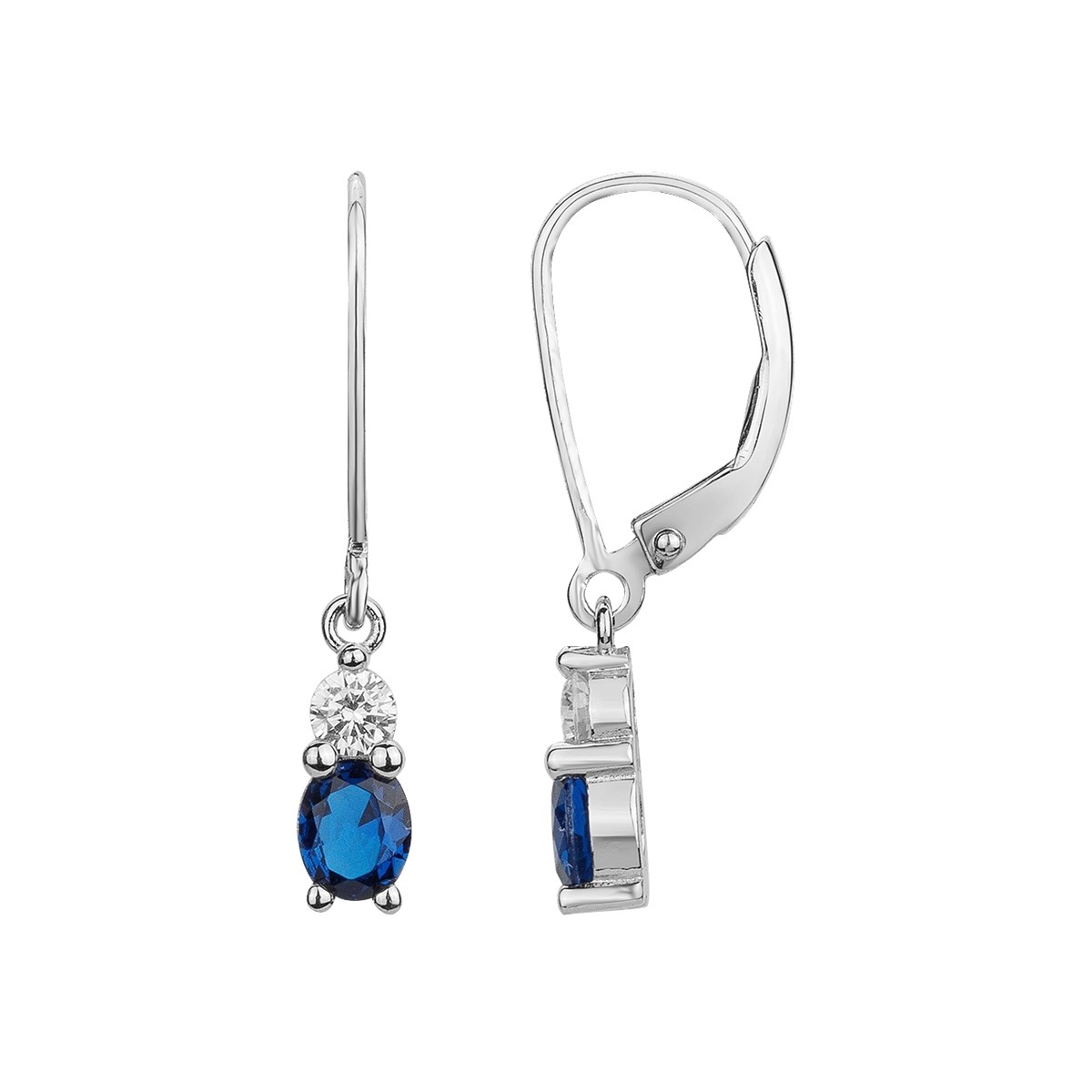Boucles d'oreilles pendantes en Argent avec spinelle bleu saphir