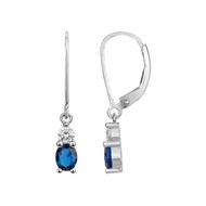 Boucles d'oreilles pendantes en Argent avec oxyde de zirconium bleu saphir