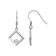 Boucles d'oreilles pendantes en Argent avec oxyde de zirconium blanc