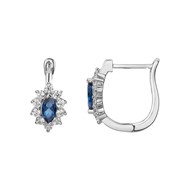 Boucles d'oreilles dormeuses en Argent avec spinelle bleu saphir