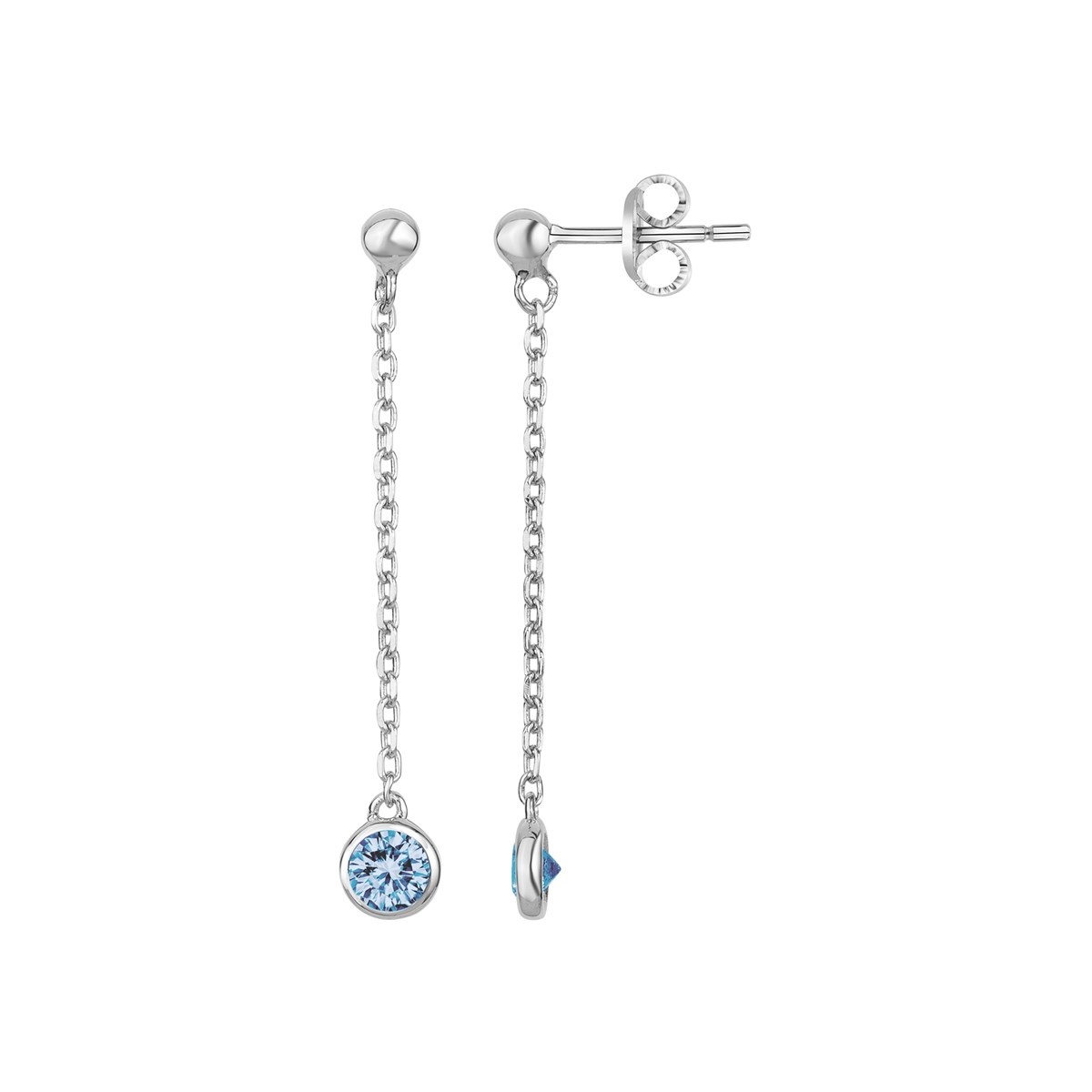 Boucles d'oreilles pendantes en Argent avec spinelle bleu topaze
