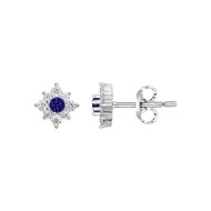 Boucles d'oreilles puces en Argent avec oxyde de zirconium bleu saphir