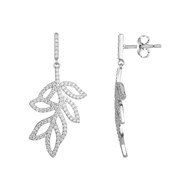 Boucles d'oreilles pendantes en Argent avec oxyde de zirconium blanc