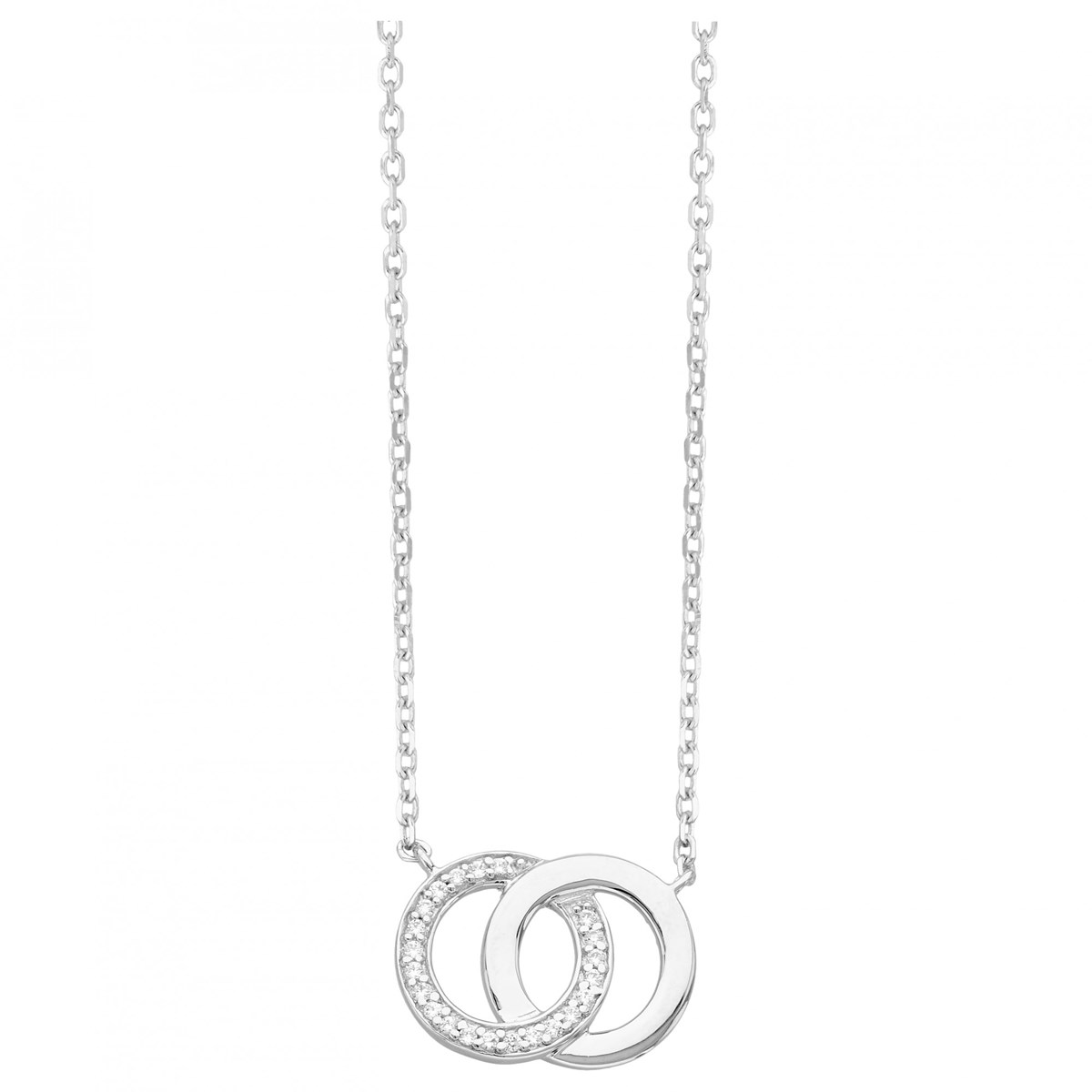 Collier mono-motif en Argent avec oxyde de zirconium blanc