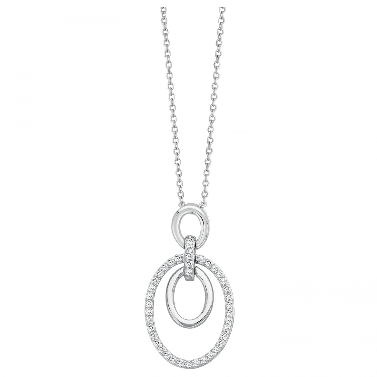 Collier mono-motif en Argent avec oxyde de zirconium blanc