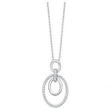 Single-pattern necklace in silver with white zirconium oxide