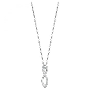 Single-pattern necklace in silver with white zirconium oxide