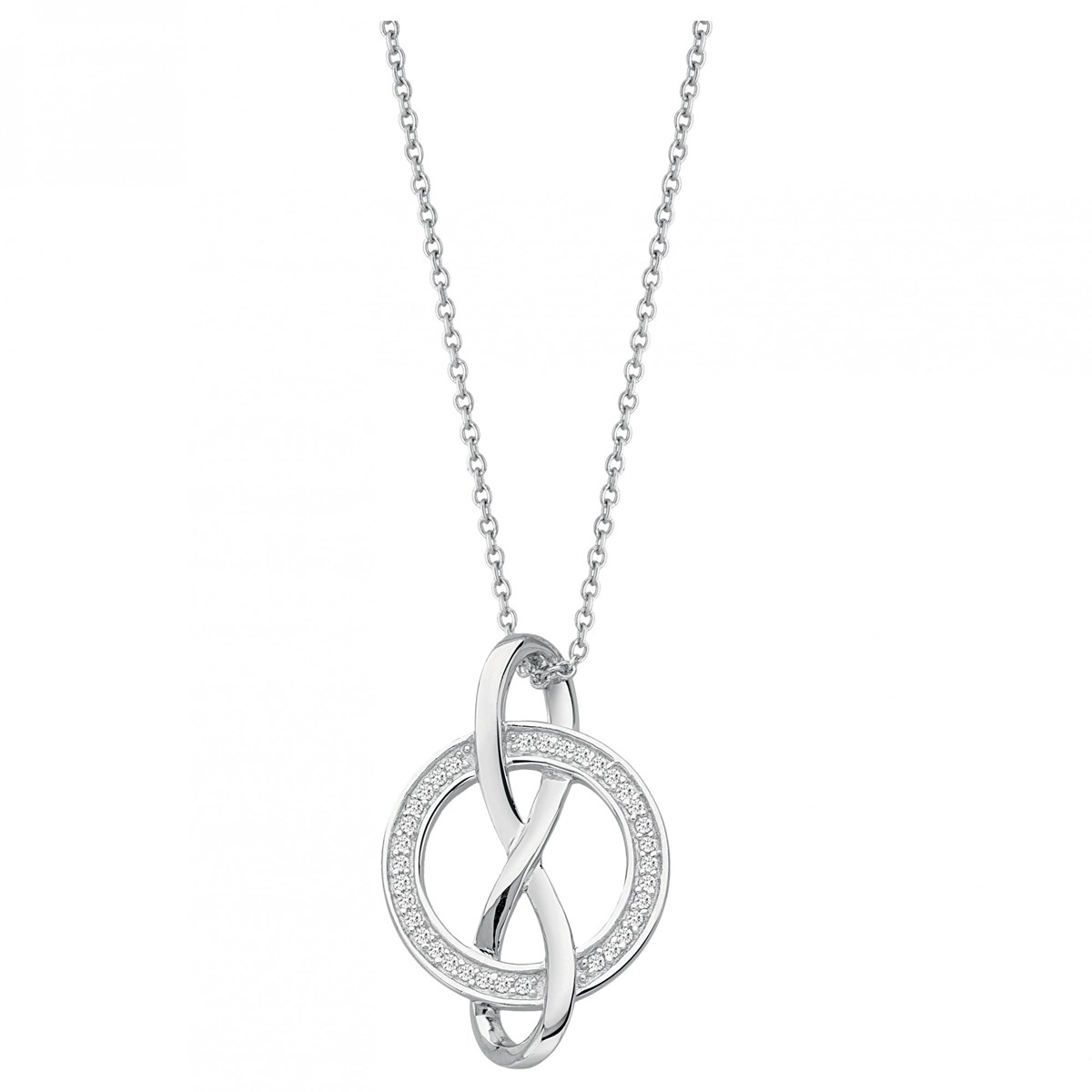 Collier mono-motif en Argent avec oxyde de zirconium blanc